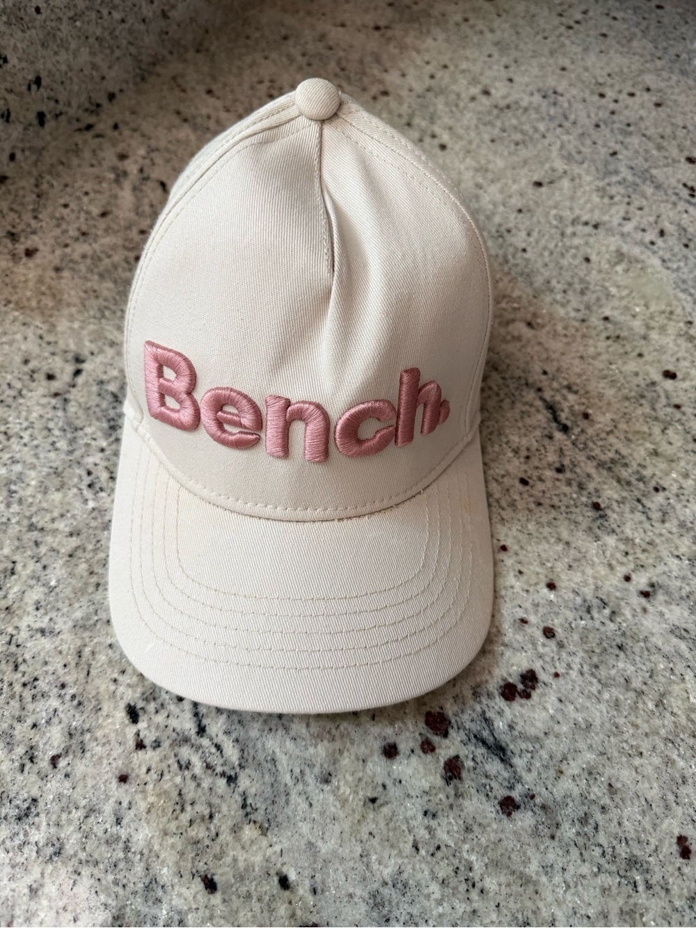 Bench Logo Embroidered Baseball Cap Hat Cream Pink Adjustable